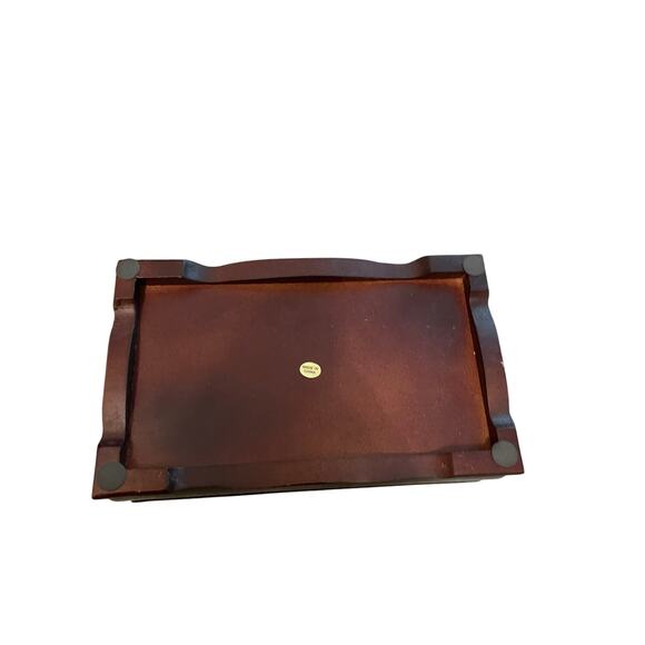 NWOB Wooden Stained Dark Small Victorian Retro Toned Jewelry Box - Picture 5 of 8